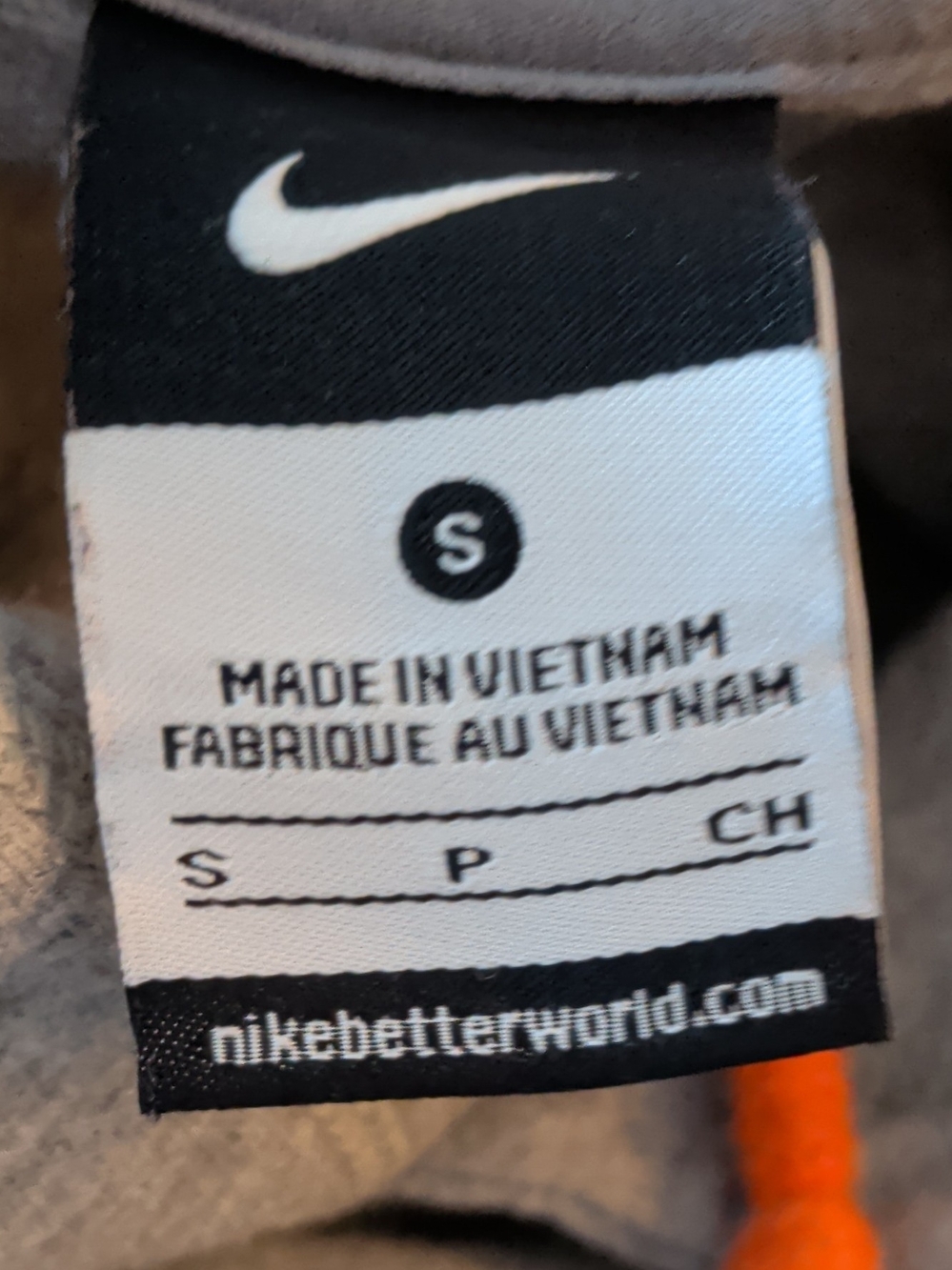 Nike Gray Pullover Hoodie with Black Sleeves and Orange Accents - Picture 6 of 6